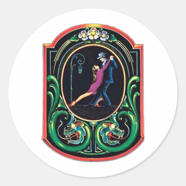 Pegatina Redonda ¡Diseño de tango! ¡Arte de tango! (Anverso)