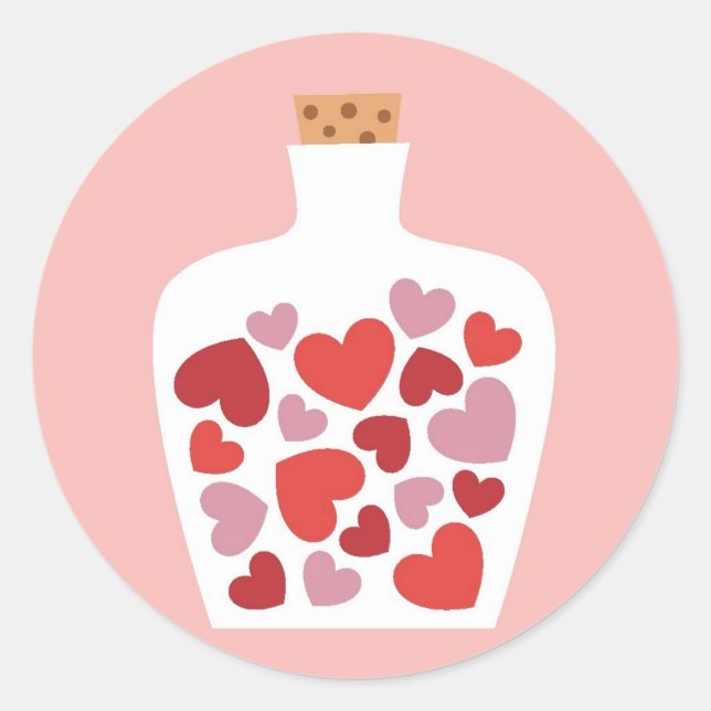 Pegatina Redonda diseño de tarjeta el día de San Valentín (Anverso)