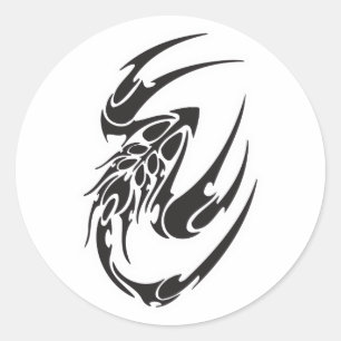 Pegatina Redonda Diseño de Tatuaje de Escorpión Tribal
