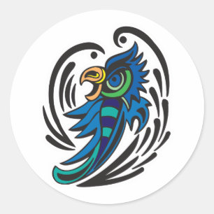 Pegatina Redonda Diseño de Tatuaje de Pájaro Decorativo