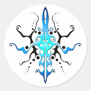 Pegatina Redonda Diseño de tatuaje tribal de máscara abstracta - az