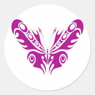 Pegatina Redonda Diseño de tatuajes de mariposa tribal