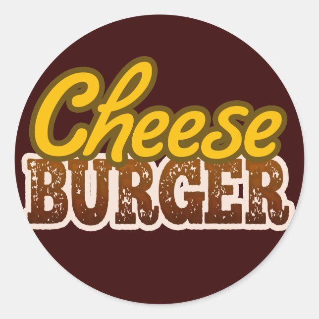 Pegatina Redonda Diseño de texto de Cheeseburger (Anverso)
