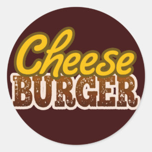 Pegatina Redonda Diseño de texto de Cheeseburger