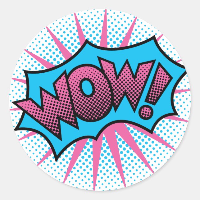 Pegatina Redonda Diseño de texto de Guau (Anverso)