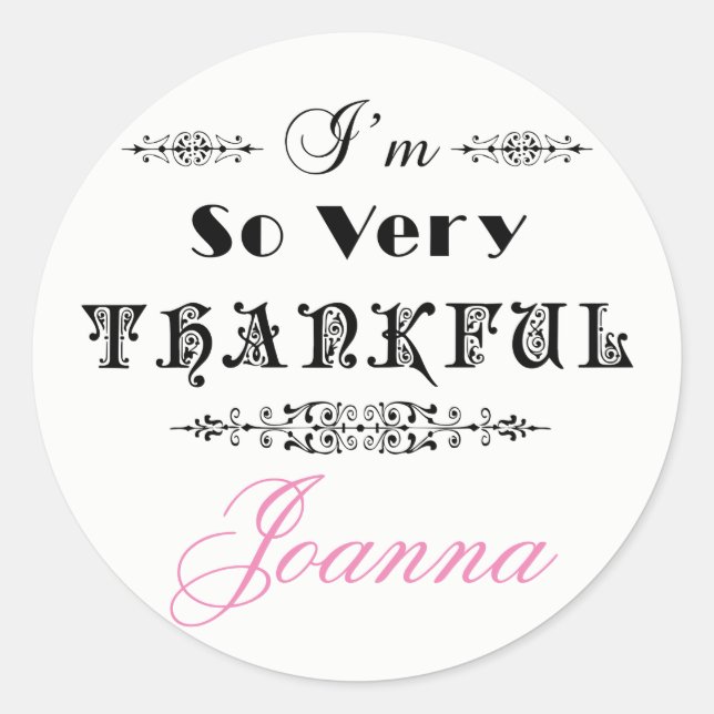 Pegatina Redonda Diseño de texto negro - Gracias (Anverso)