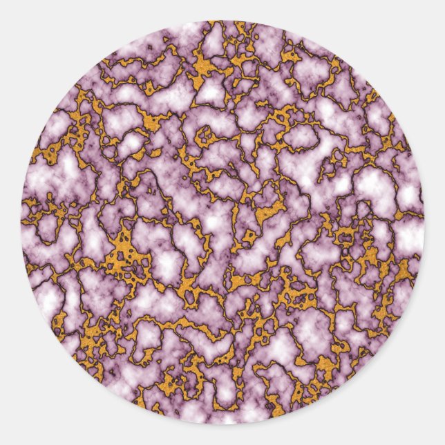 Pegatina Redonda Diseño de textura de mármol rosa y dorado brillant (Anverso)