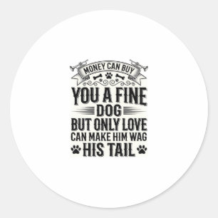 Pegatina Redonda Diseño de tipografía de cita de amante de perros v