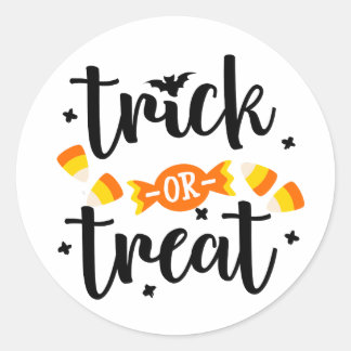 Pegatina Redonda Diseño de tipografía de Halloween Trick or Treat C
