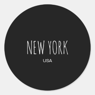 Pegatina Redonda Diseño de tipografía minimalista de Nueva York EE.