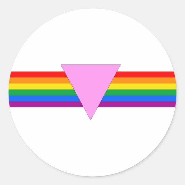 Pegatina Redonda Diseño de triángulo del orgullo gay (Anverso)