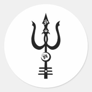 Pegatina Redonda Diseño de Tridente de Shiva Kundalini - Regalos In