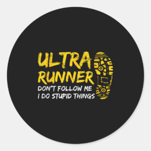 Pegatina Redonda Diseño de Ultra Maratón para un corredor de Ultra