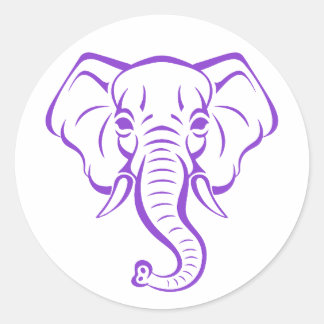 Pegatina Redonda Diseño de una mamá elefante morado para el amante