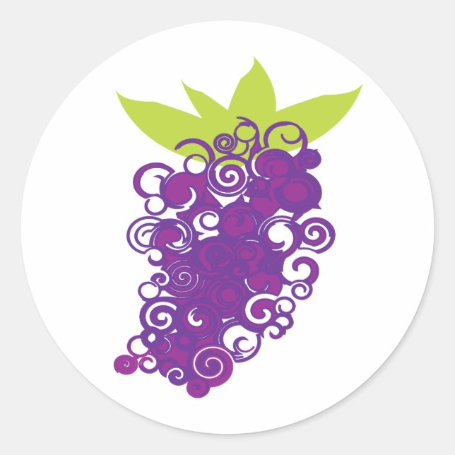 Pegatina Redonda Diseño de uva morada (Anverso)