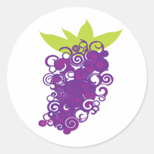 Pegatina Redonda Diseño de uva morada