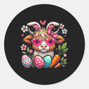 Pegatina Redonda Diseño de vaca conejito de Pascua lindo Amante de