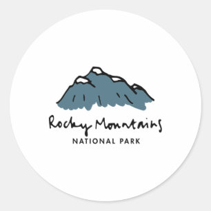 Pegatina Redonda Diseño de Vacaciones Familiares - Retro Montañas R