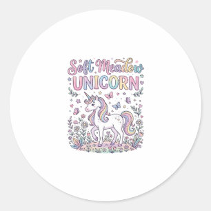 Pegatina Redonda Diseño de vector adorable unicornio suavecito de p