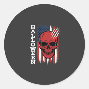 Pegatina Redonda Diseño de vector de bandera de cráneo de Halloween