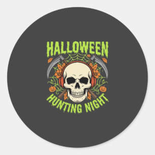 Pegatina Redonda Diseño de vector de calavera de guadaña de noche d