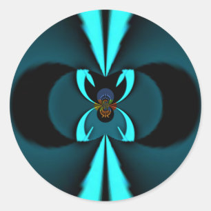 Pegatina Redonda Diseño de vector de cian y negro de vanguardia imp