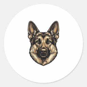 Pegatina Redonda Diseño de vector de perro pastor grabado vintage_1