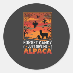 Pegatina Redonda Diseño de vector espeluznante de alpaca de Hallowe