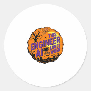 Pegatina Redonda Diseño de vector vintage de ingeniero de Halloween