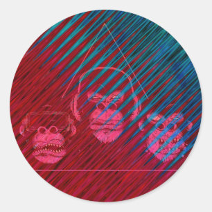 Pegatina Redonda Diseño de videojuegos de tres monos