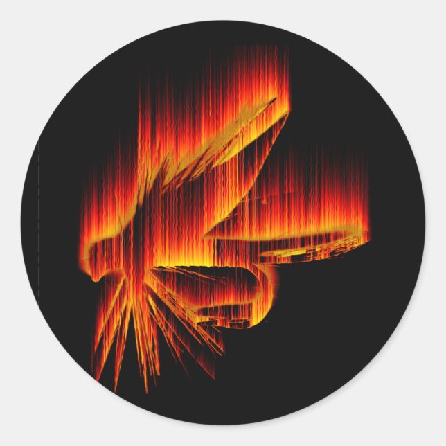 Pegatina Redonda Diseño de Wet Fly Fire (Anverso)