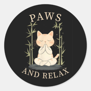 Pegatina Redonda Diseño de Yoga Zen Cat para hombres y mujeres aman