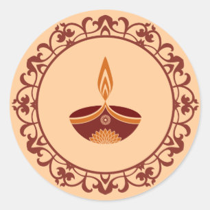 Pegatina Redonda Diseño decorativo de Diwali