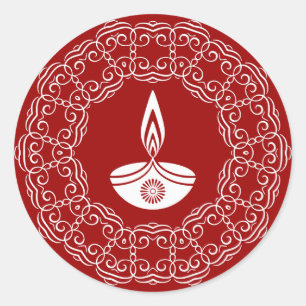 Pegatina Redonda Diseño decorativo de Diwali