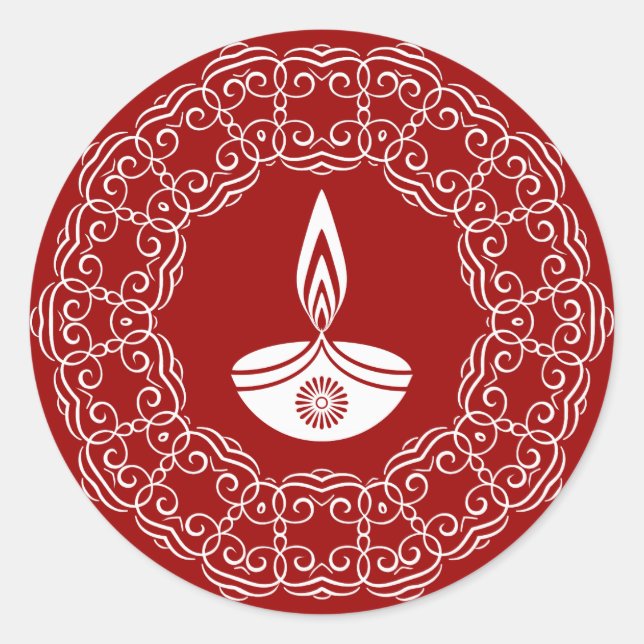 Pegatina Redonda Diseño decorativo de Diwali (Anverso)