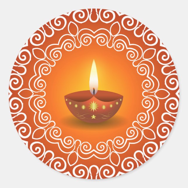 Pegatina Redonda Diseño decorativo de Diwali (Anverso)