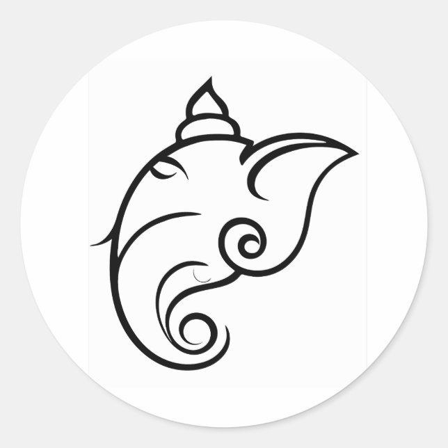 Pegatina Redonda Diseño decorativo de Ganesha (Anverso)