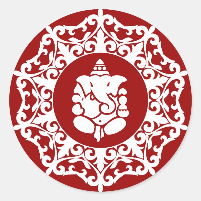 Pegatina Redonda Diseño decorativo de Ganesha (Anverso)
