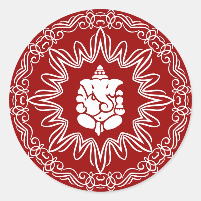 Pegatina Redonda Diseño decorativo de Ganesha (Anverso)
