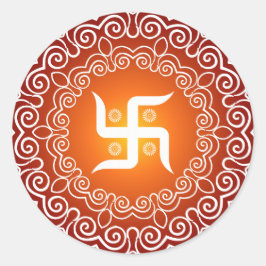 Pegatina Redonda Diseño decorativo de Swastika