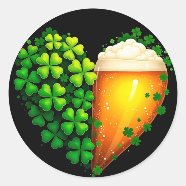 Pegatina Redonda Diseño del amante afortunado para el Día de San Pa (Anverso)