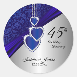 Pegatina Redonda Diseño del aniversario 45/65 del Boda Sapphire