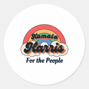 Pegatina Redonda Diseño del arco iris retro de Kamala Harris