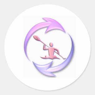 Pegatina Redonda Diseño del ciclo de Kayak