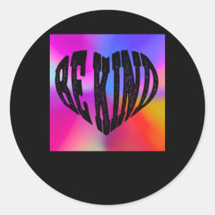 Pegatina Redonda Diseño del corazón de Be Kind Psychedelic - Vibran