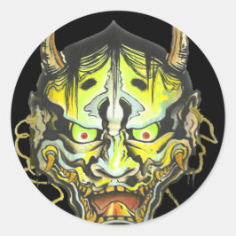 Pegatina Redonda Diseño del demonio Oni