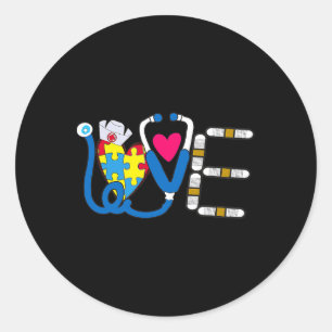 Pegatina Redonda Diseño del Día de Concienciación sobre el Autismo