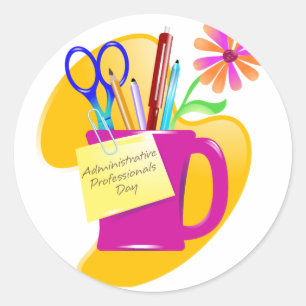 Pegatina Redonda Diseño del Día de los Profesionales Administrativo