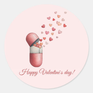 Pegatina Redonda Diseño del Día de San Valentín de Medicina del Amo