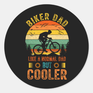 Pegatina Redonda Diseño del Día del Padre Biker Papá Bicicleta Vint